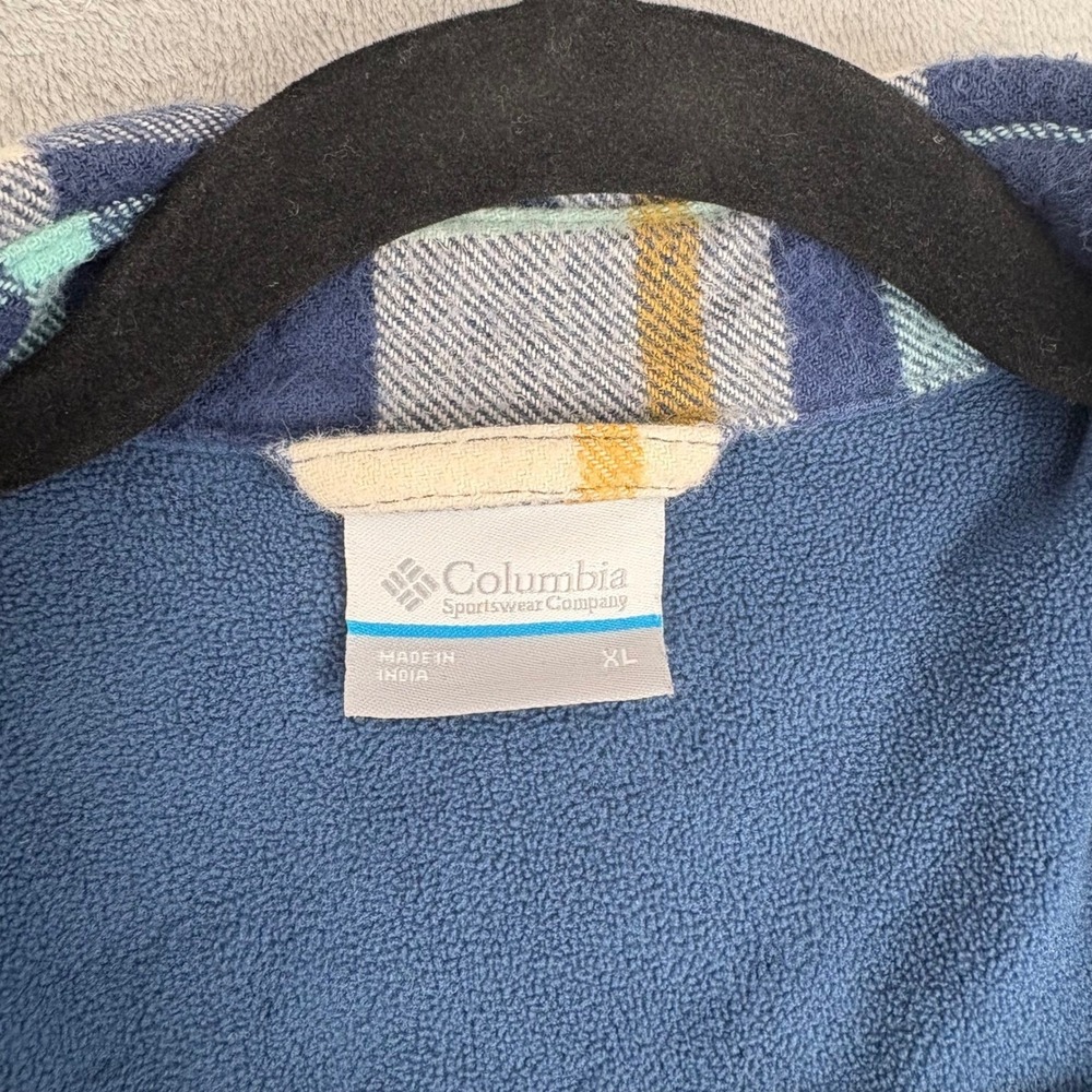 Columbia PFG Flannel Shirt Shacket Jacket Men XL Fleece Lined Plaid Blue Outdoor - Picture 11 of 16